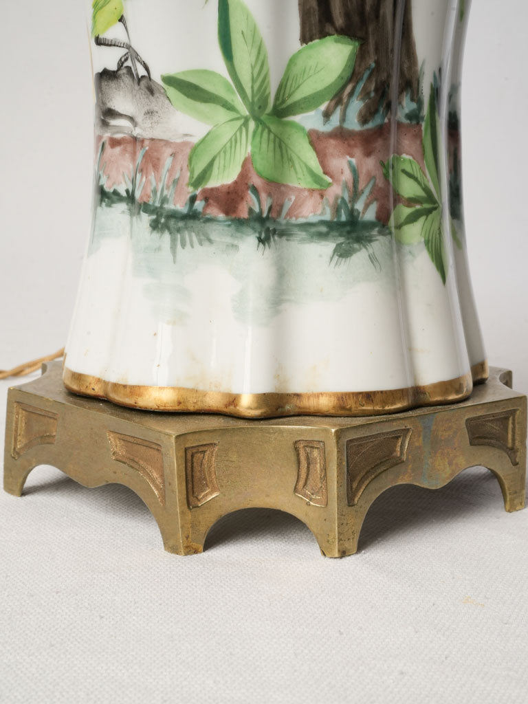 1950s Porcelaine de Paris Lamp w/ Hand-painted Exotic Birds - 29¼"