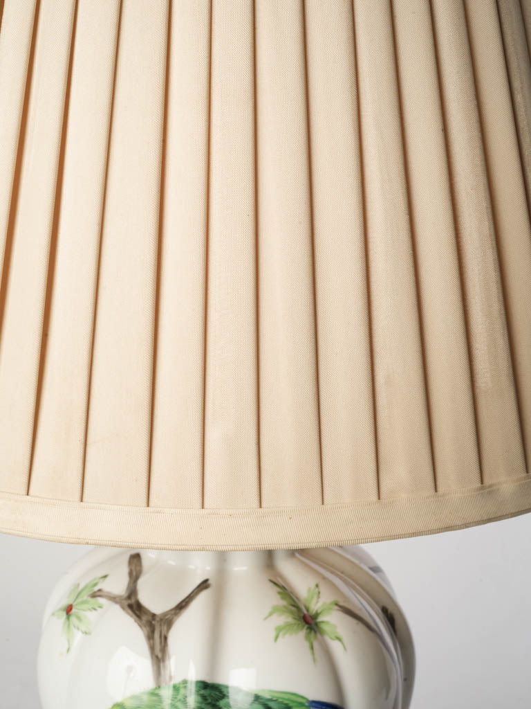 1950s Porcelaine de Paris Lamp w/ Hand-painted Exotic Birds - 29¼"