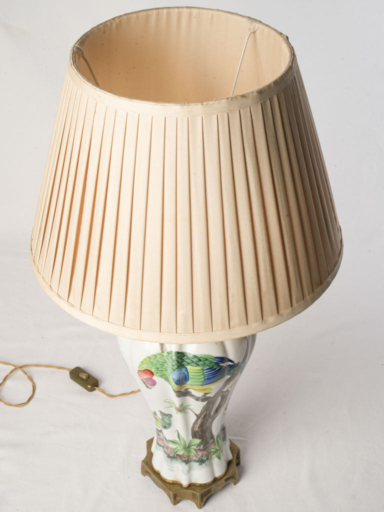 1950s Porcelaine de Paris Lamp w/ Hand-painted Exotic Birds - 29¼"