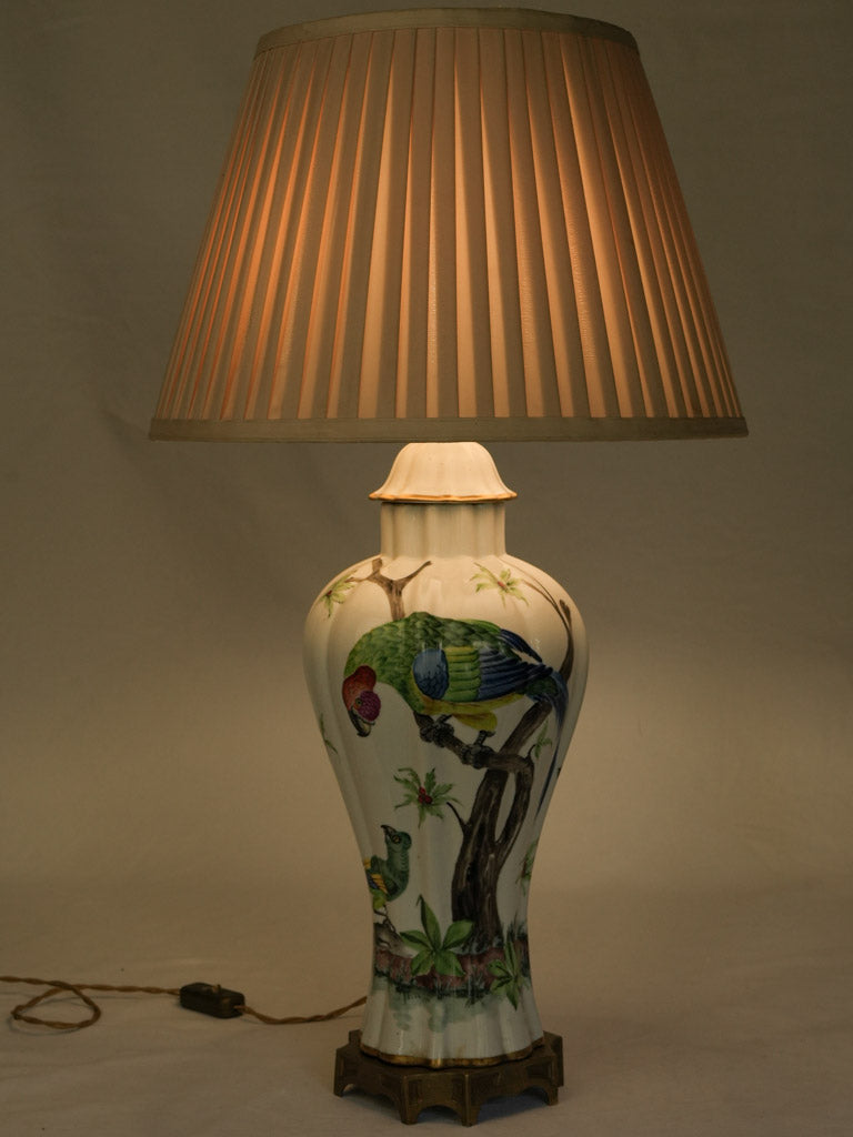 1950s Porcelaine de Paris Lamp w/ Hand-painted Exotic Birds - 29¼"