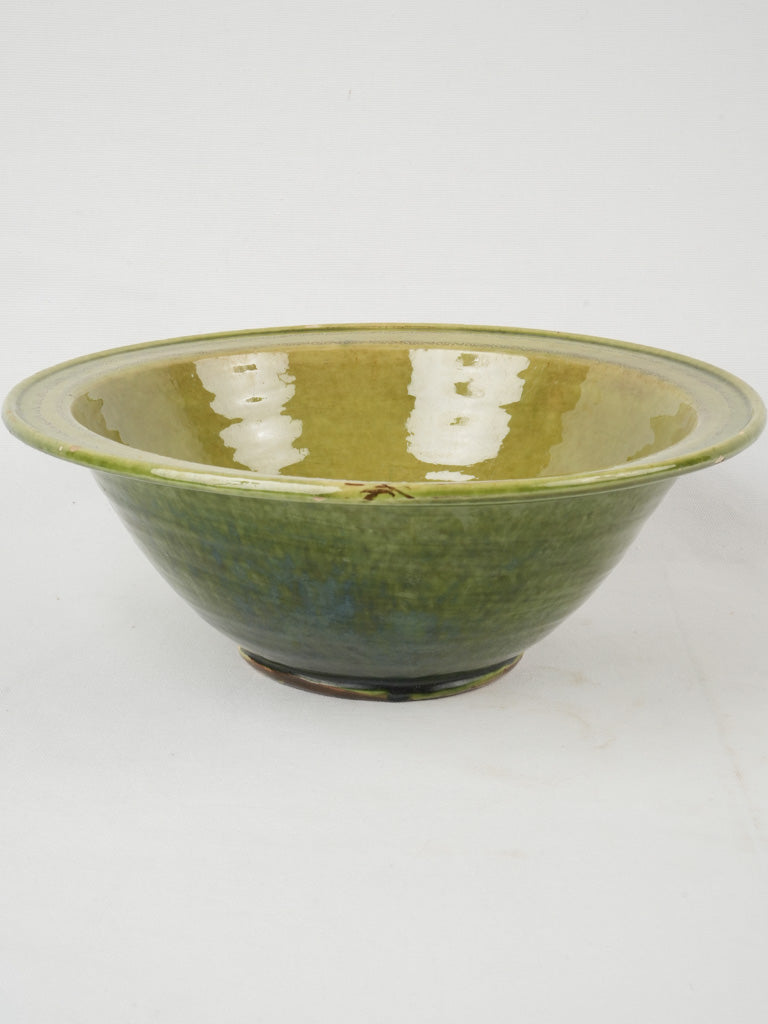Vintage green-glazed ceramic salad bowl