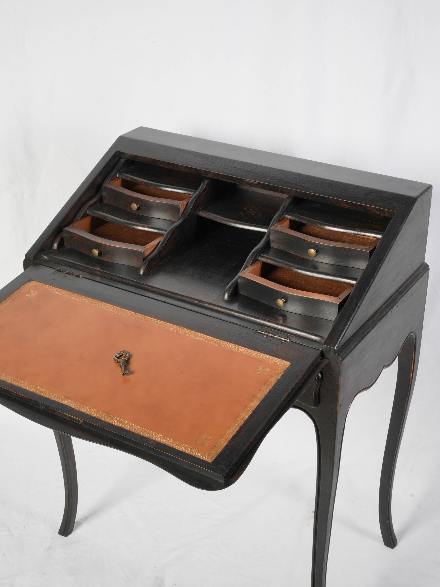 French Black-Painted Louis XV-Style Secretary Desk - 35½" x 26¾"