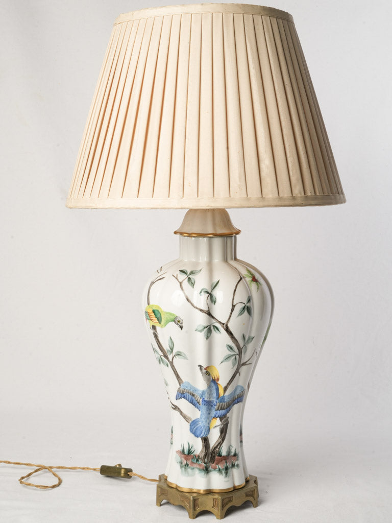 1950s Porcelaine de Paris Lamp w/ Hand-painted Exotic Birds - 29¼"
