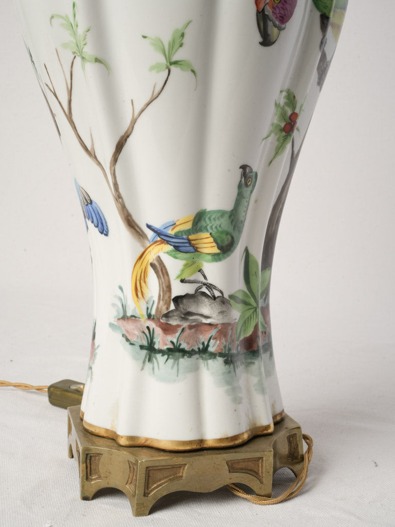 1950s Porcelaine de Paris Lamp w/ Hand-painted Exotic Birds - 29¼"