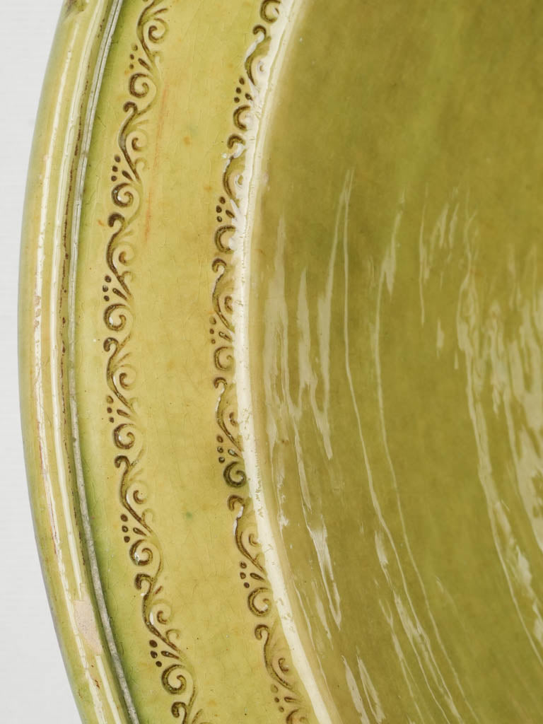 Handmade glazed green ceramic serving bowl