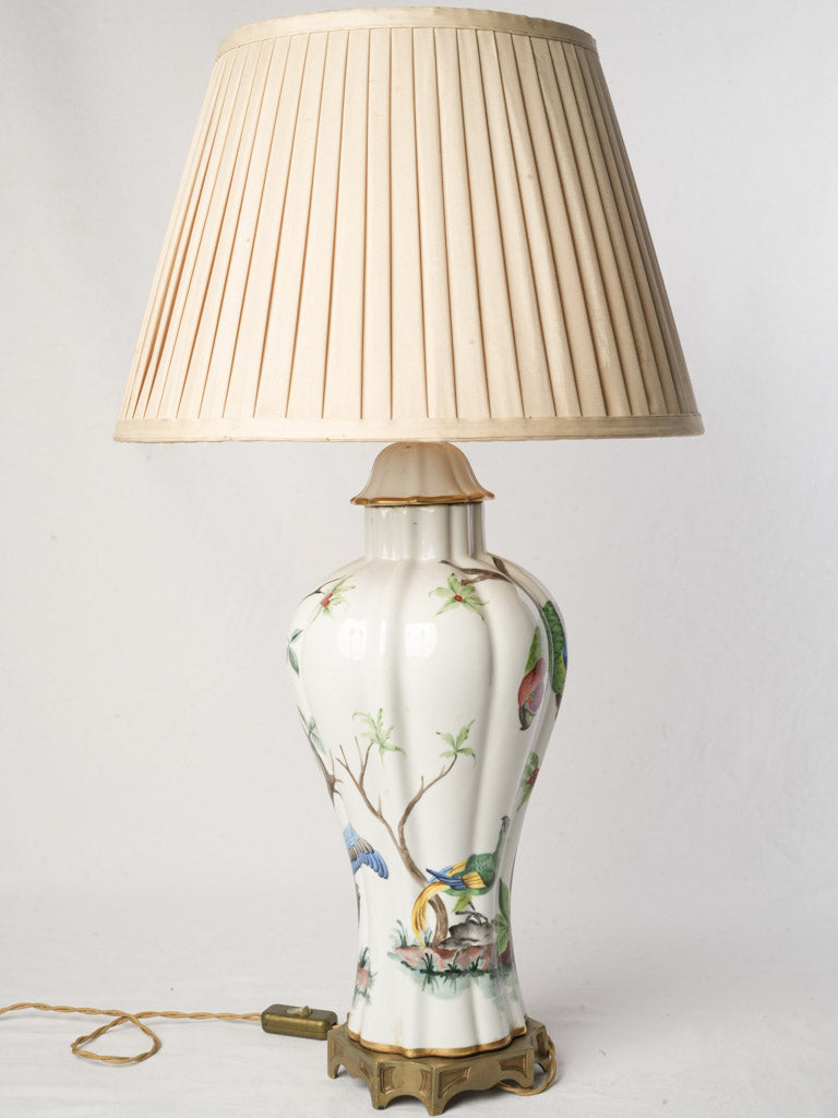 1950s Porcelaine de Paris Lamp w/ Hand-painted Exotic Birds - 29¼"