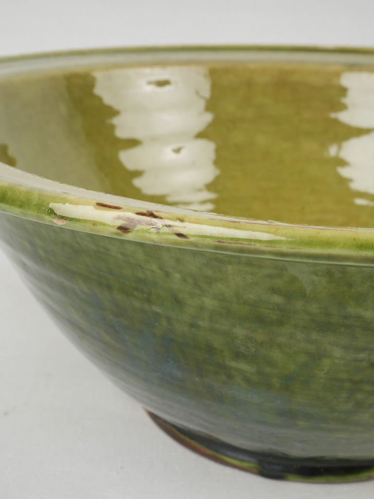 Classic green-glazed pottery salad bowl