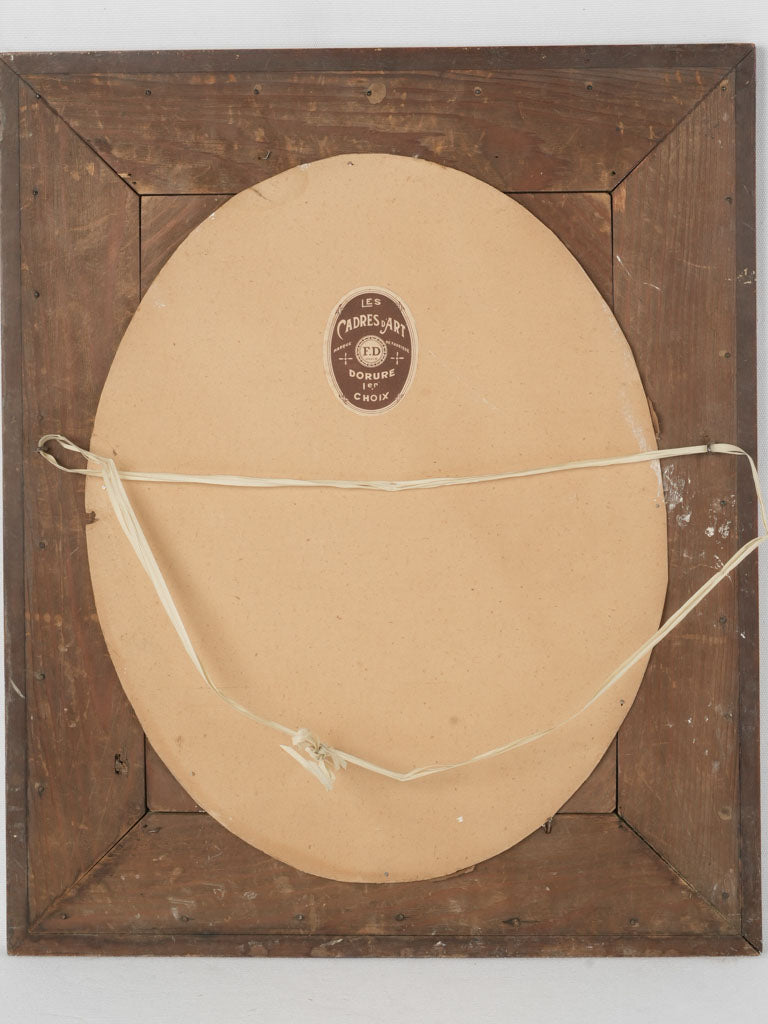 Weathered off-white vintage wooden mirror