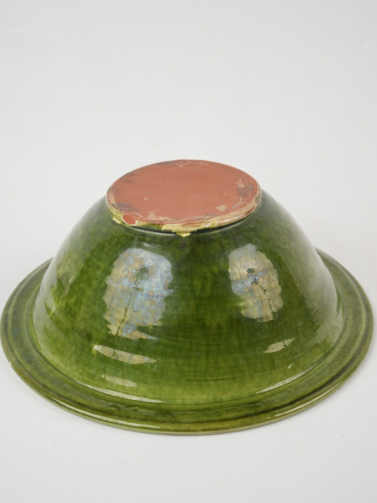 Elegant green-glazed ceramic salad bowl