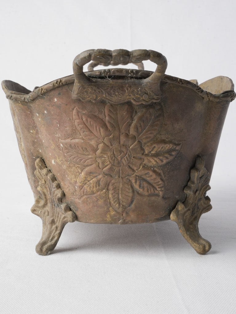Weathered patina brass centerpiece vessel