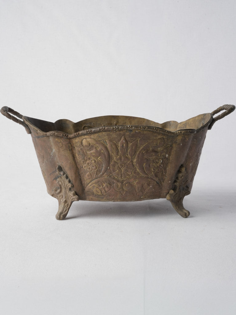 Ornate rococo revival brass jardinière