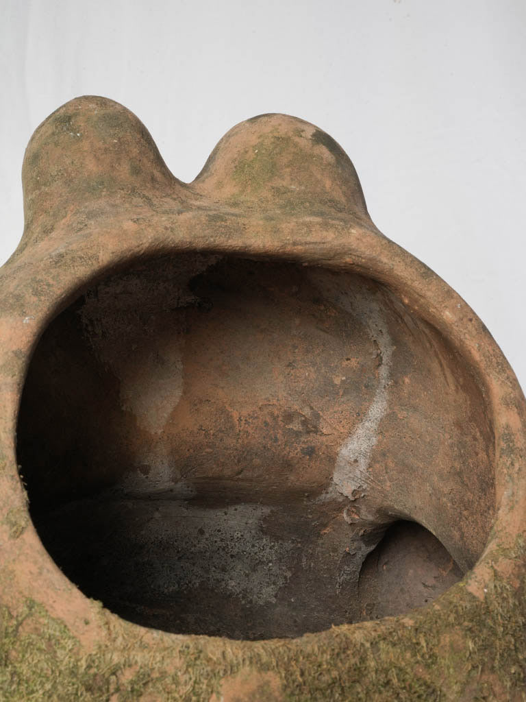 Vintage floral-incised belly terracotta planter