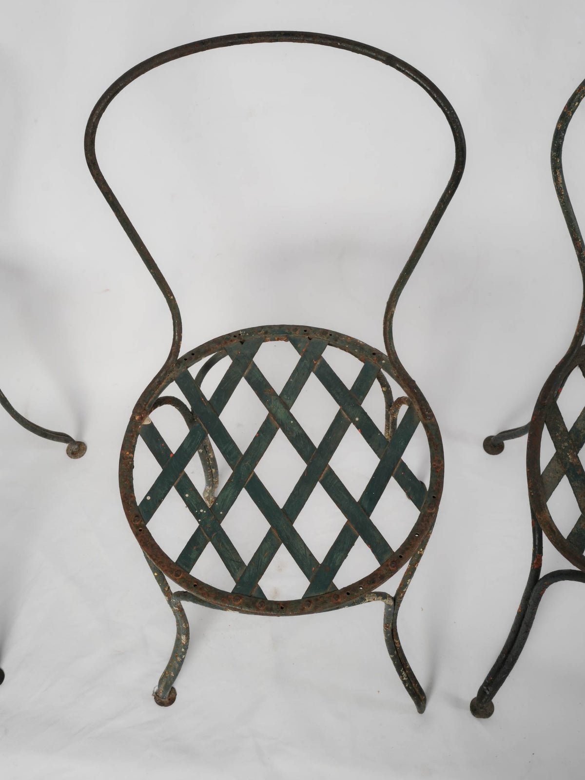 Set of 4 French Painted Wrought-Iron Garden Chairs, Early 20th Century