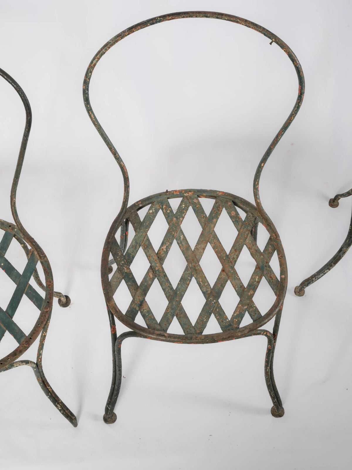 Set of 4 French Painted Wrought-Iron Garden Chairs, Early 20th Century