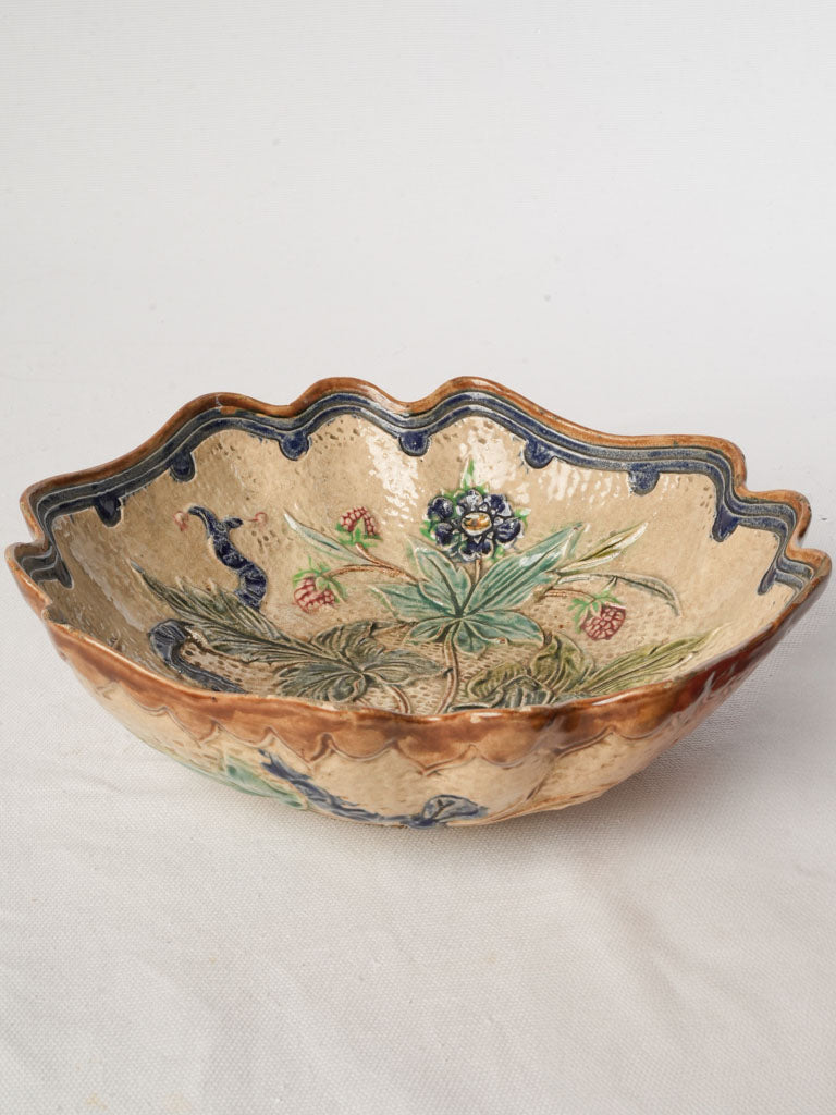 Glazed Art Nouveau majolica dish