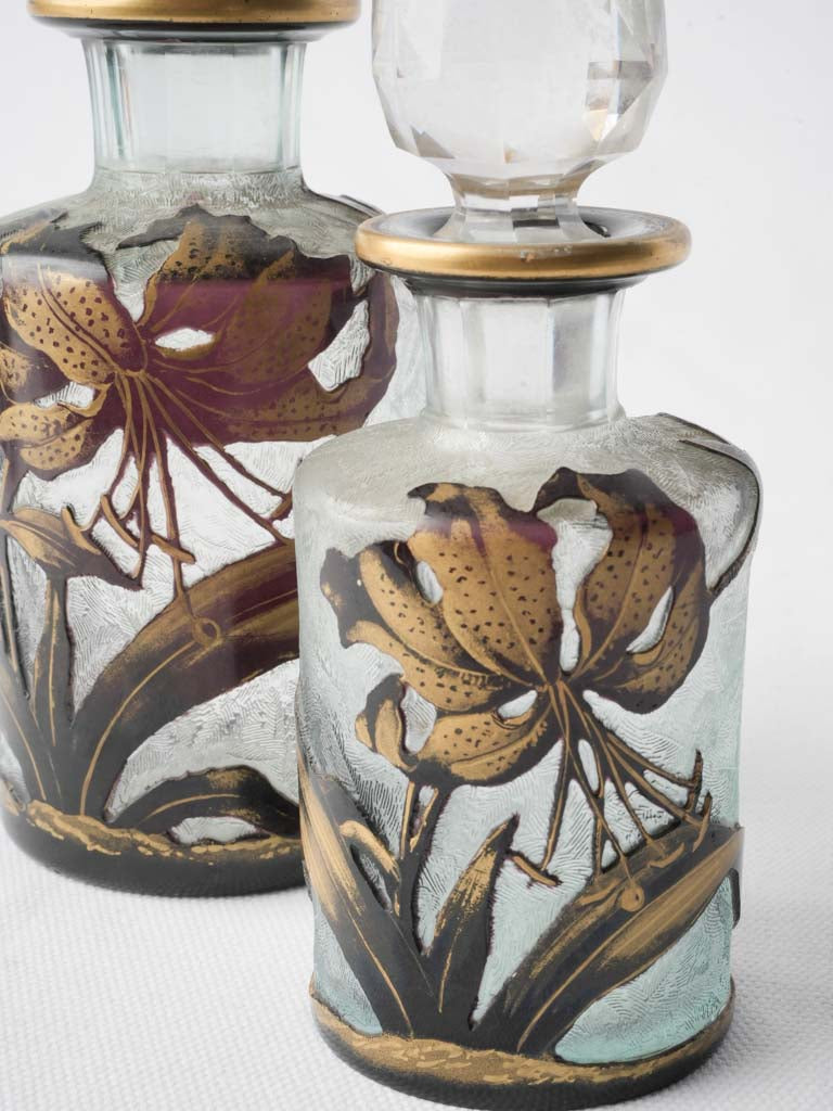 French claret-toned perfume bottles