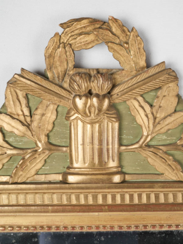 Louis XVI mirror w/ heart trophy pediment 37½" x 20¾"