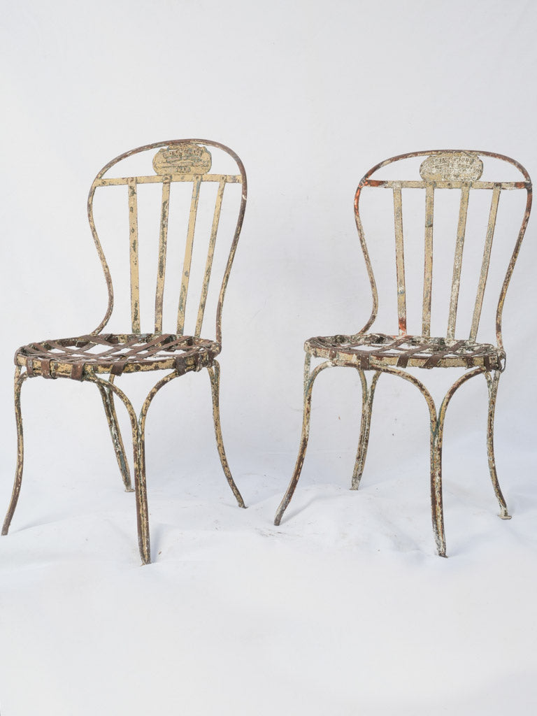 Vintage wrought iron Carré Usine chairs