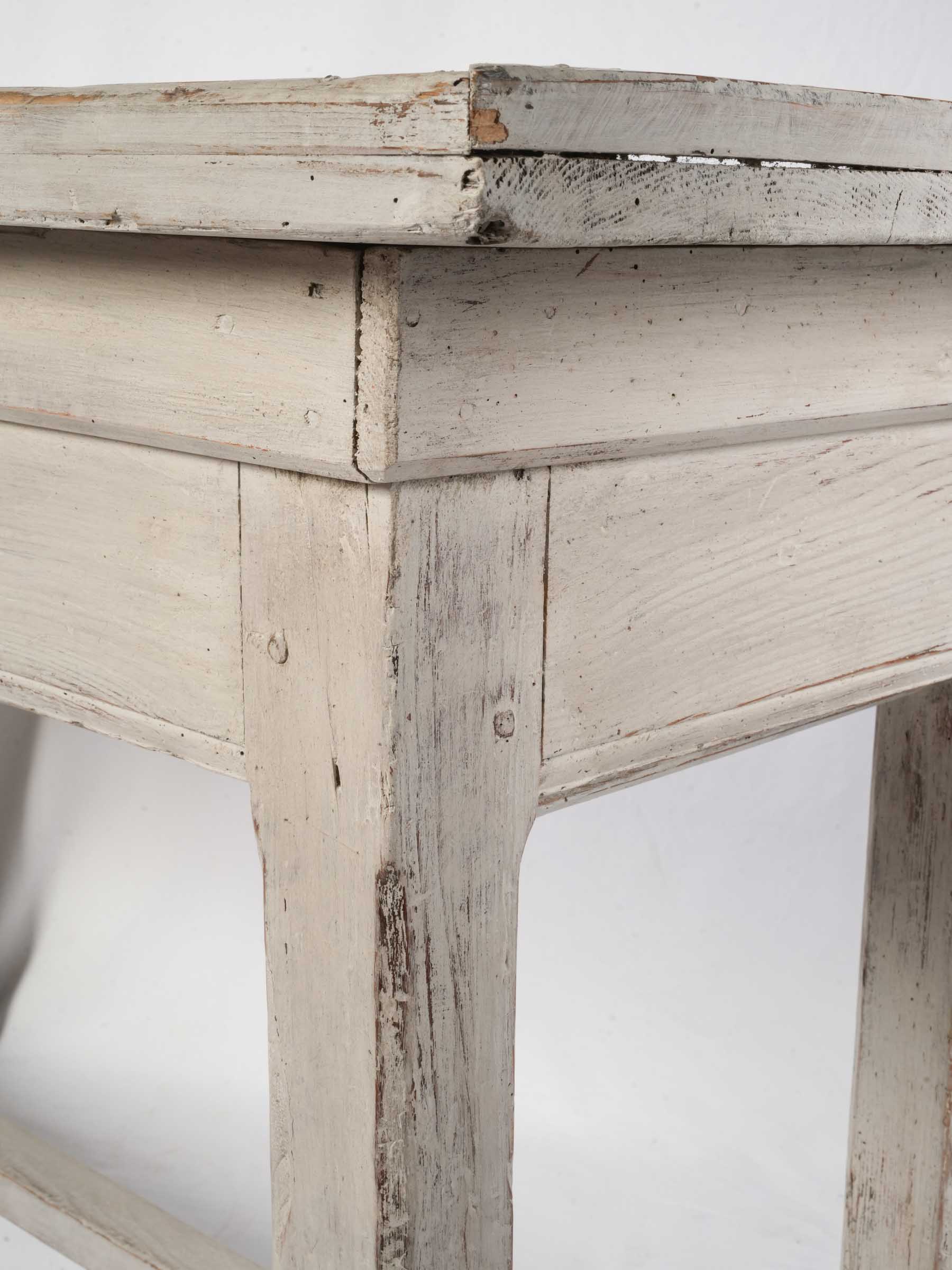 French Rustic White-Painted Florist’s or Potting Table, Early 20th Century - 31" x 50"