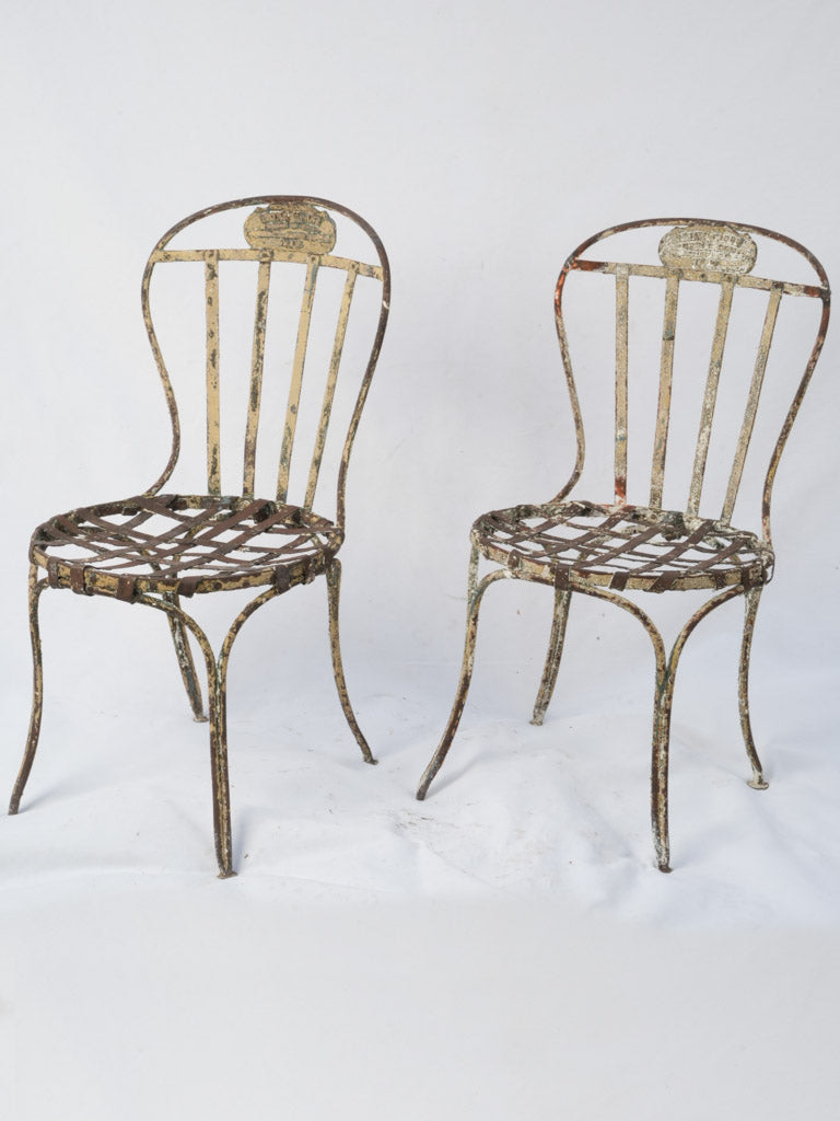Antique French garden seating with plaque