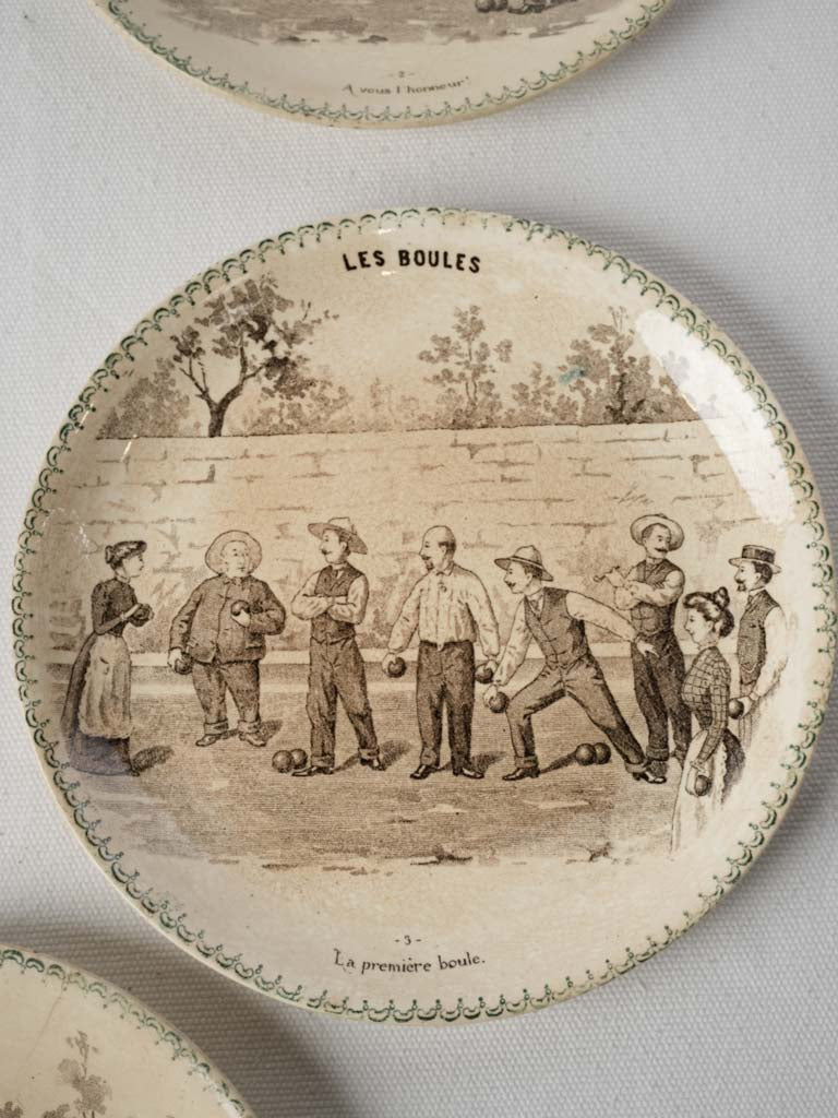 Detailed sepia game scene plates
