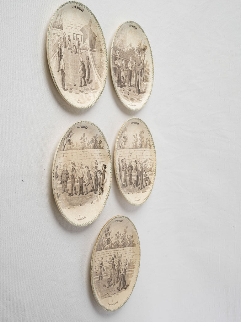 Nostalgic French pétanque themed plates