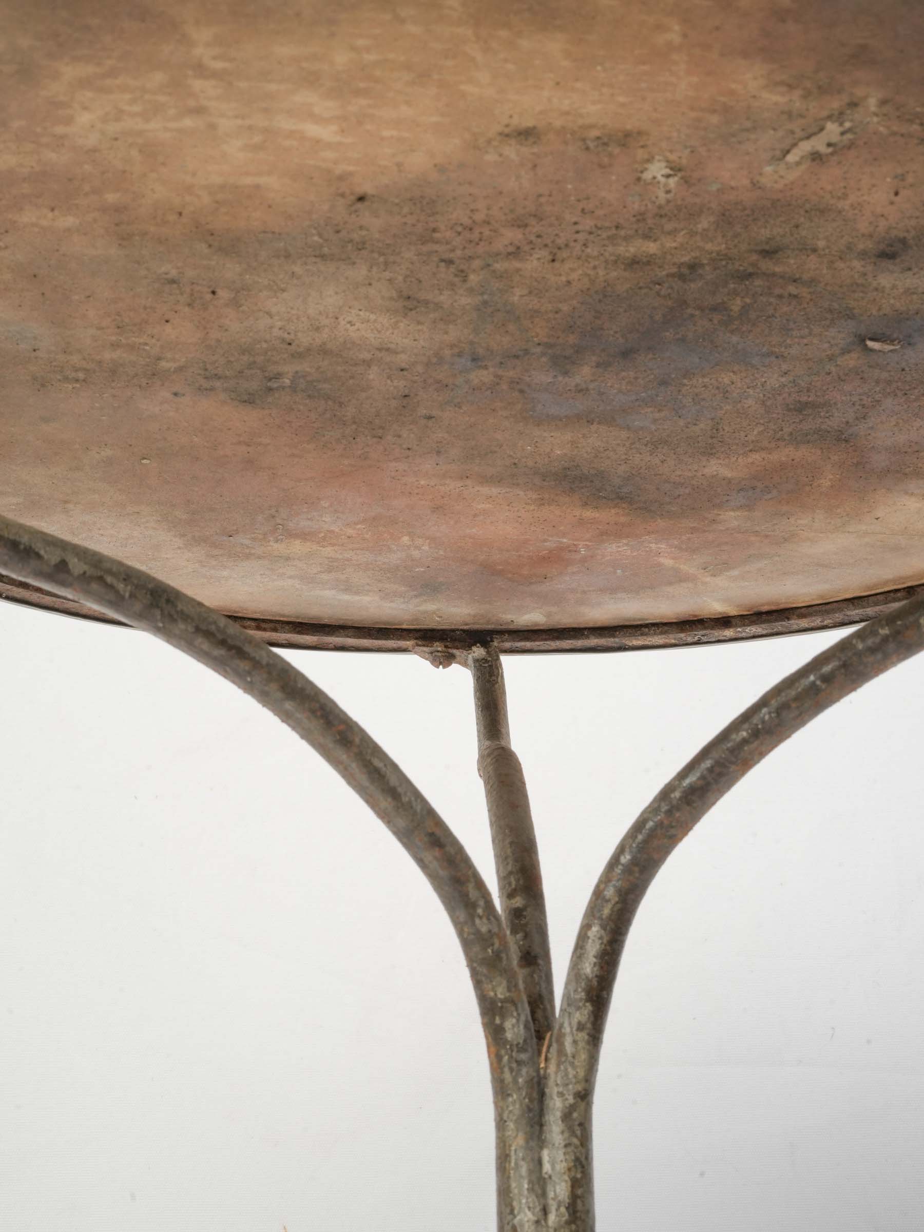 Antique French Marble-Top Bistro Table w/ Cast Iron Sunburst Base - 27½" x 21¾"