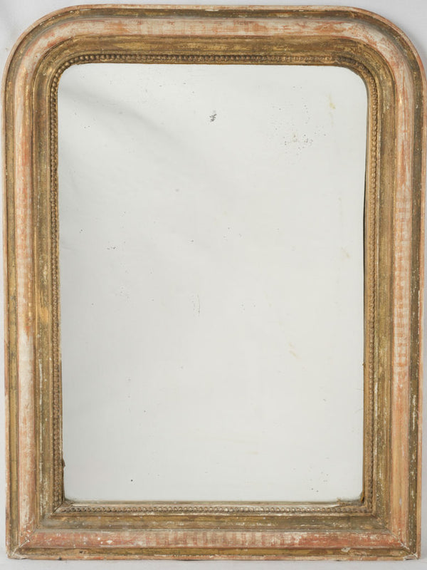 Rustic antique French Louis Philippe mirror w/ pearl 30¼"x 22½"