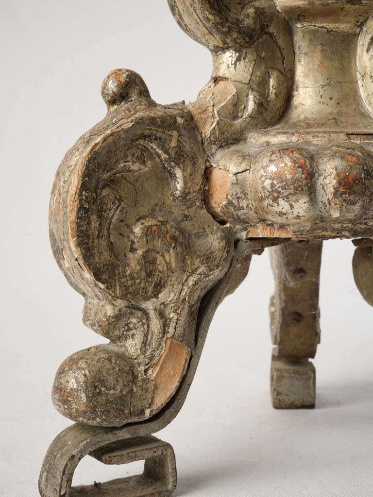 Early 19th Century French Silvered Wood Pricket Candlestick - 31"
