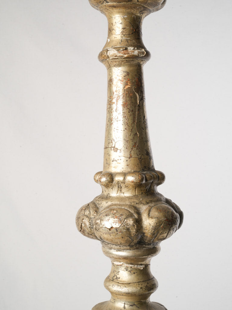 Early 19th Century French Silvered Wood Pricket Candlestick - 31"
