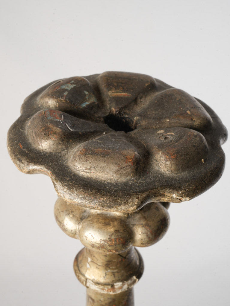 Early 19th Century French Silvered Wood Pricket Candlestick - 31"