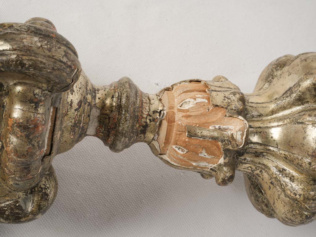 Early 19th Century French Silvered Wood Pricket Candlestick - 31"