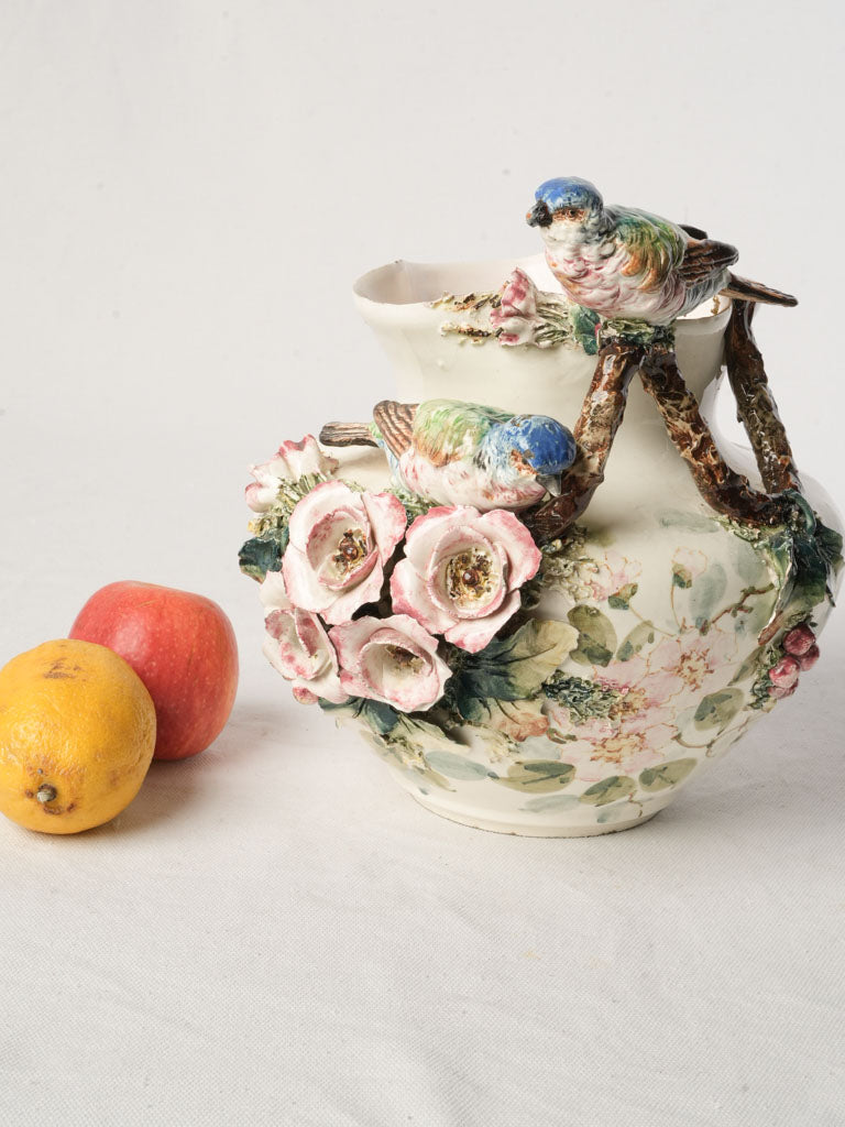Romantic ceramic French barbotine vase