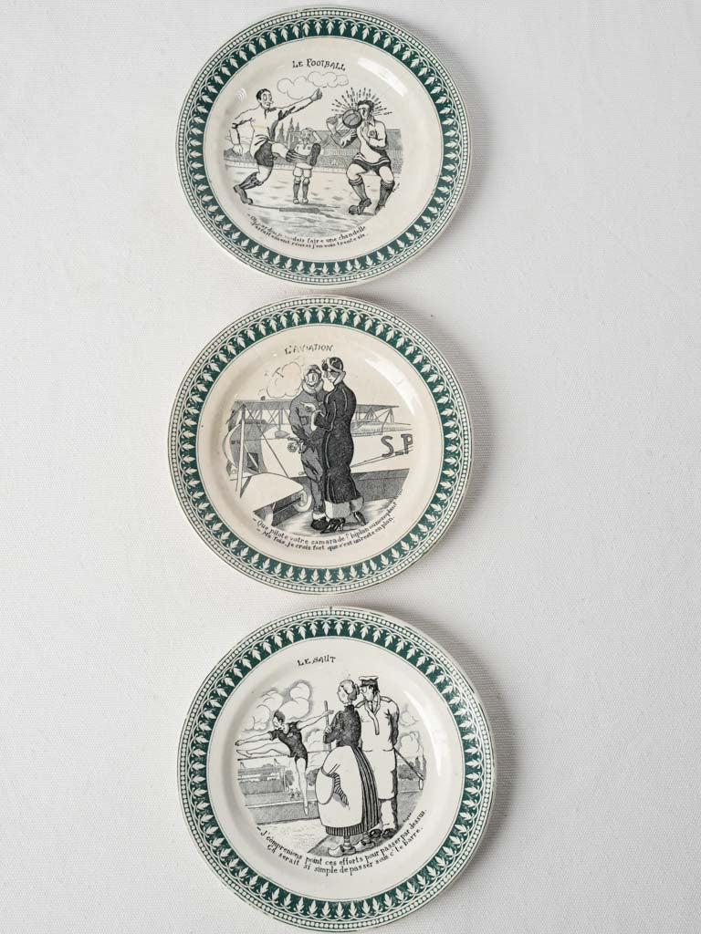 Antique French earthenware talking plates