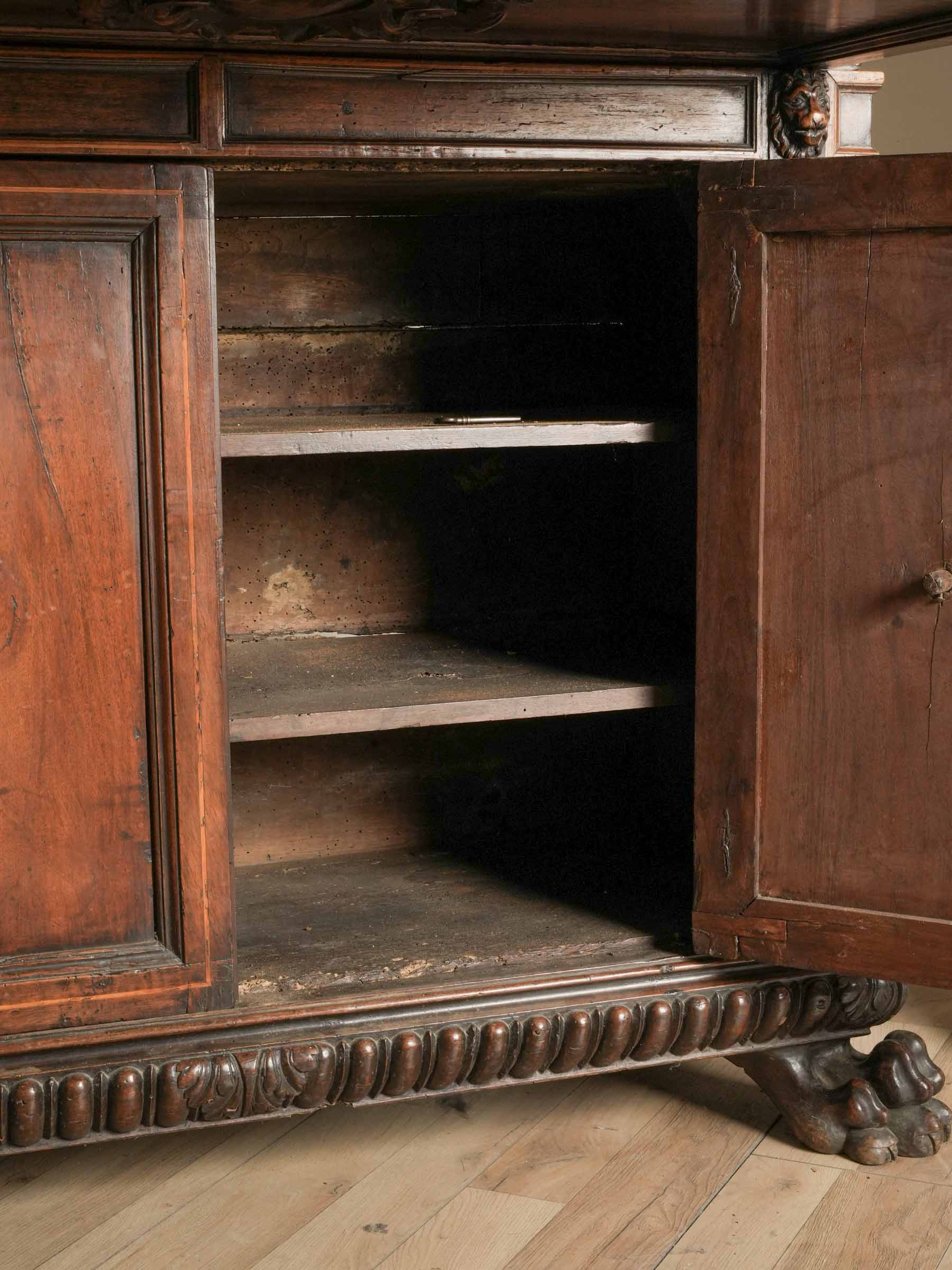 Superb 17th-Century Italian Walnut Traveling Secretary Cabinet - 66½" x 44"