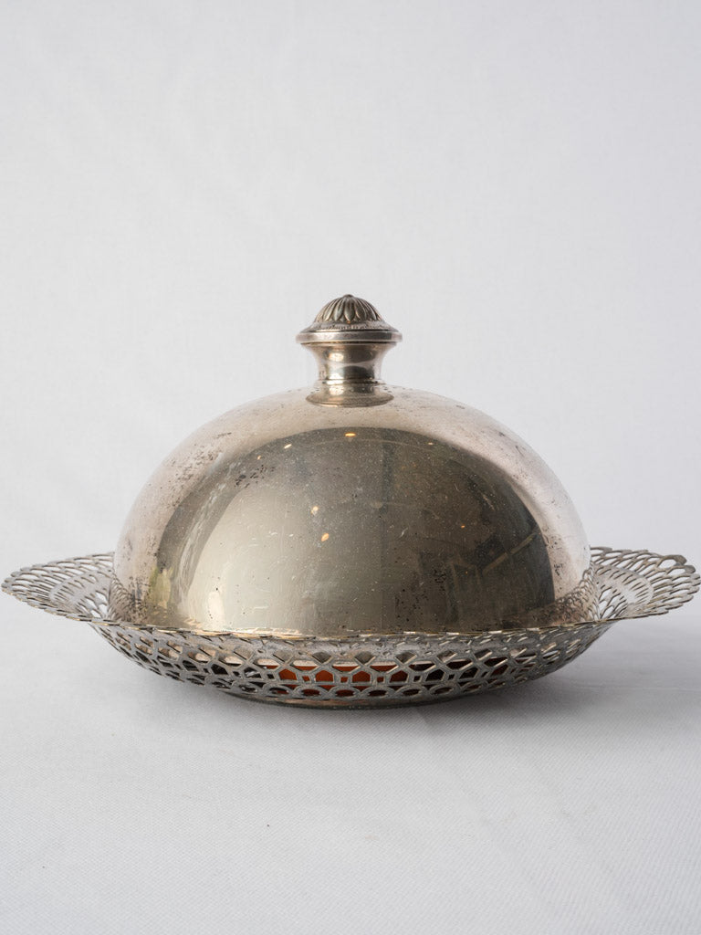 Antique Silver-Plated Cloche and Openwork Basket - 11½"