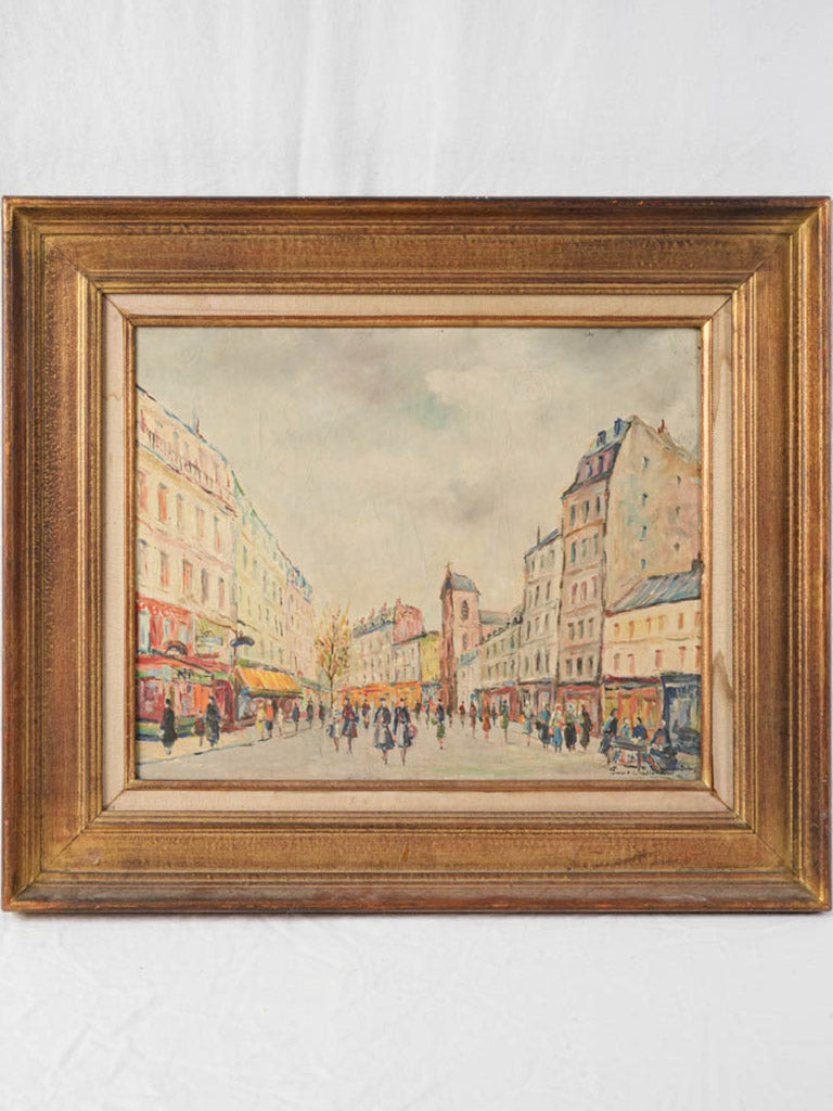1950s Petite Oil on Canvas w/ Paris Street Scene - 20" x 22¾"