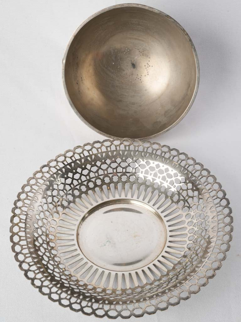 Antique Silver-Plated Cloche and Openwork Basket - 11½"
