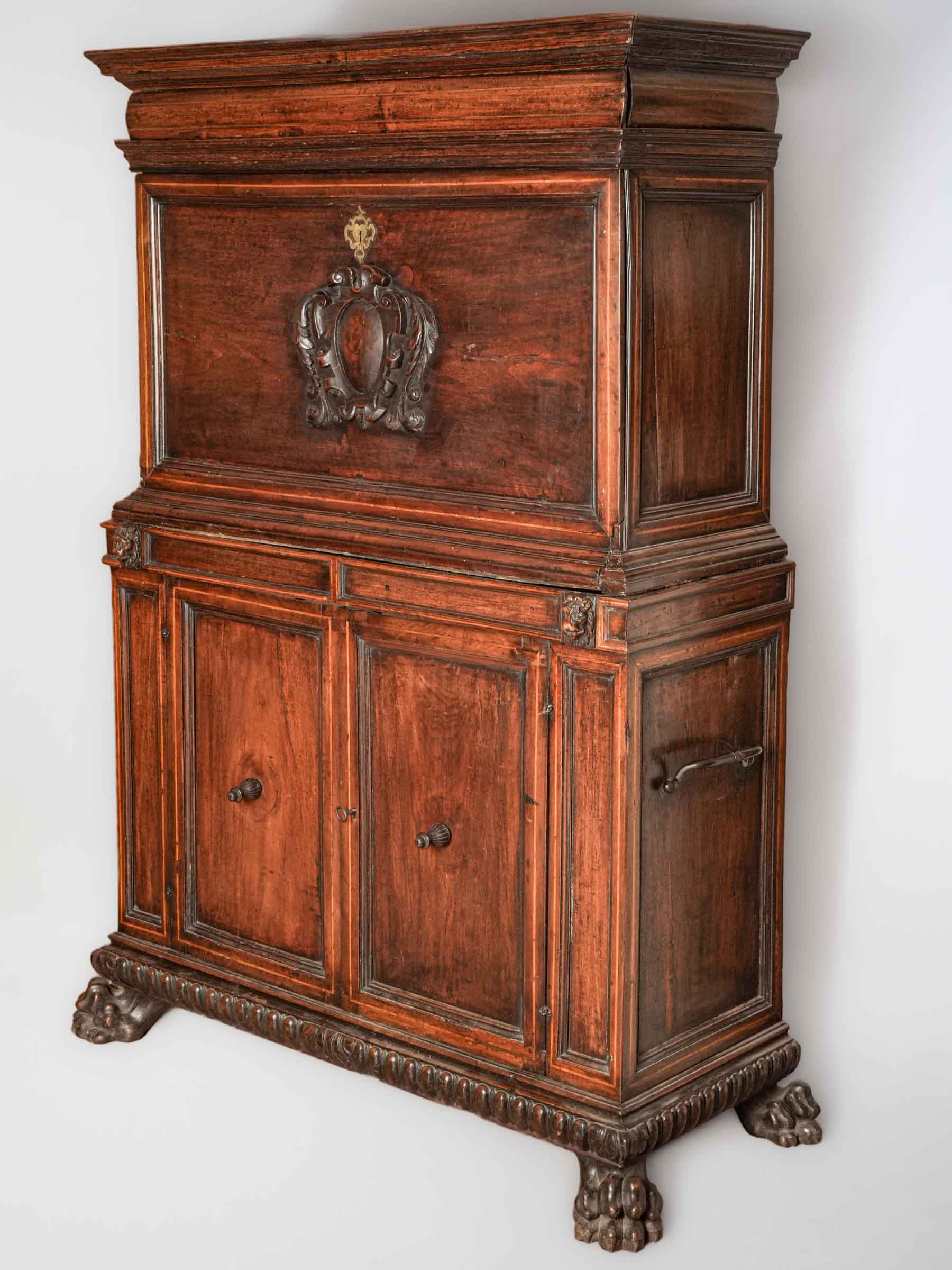 Superb 17th-Century Italian Walnut Traveling Secretary Cabinet - 66½" x 44"