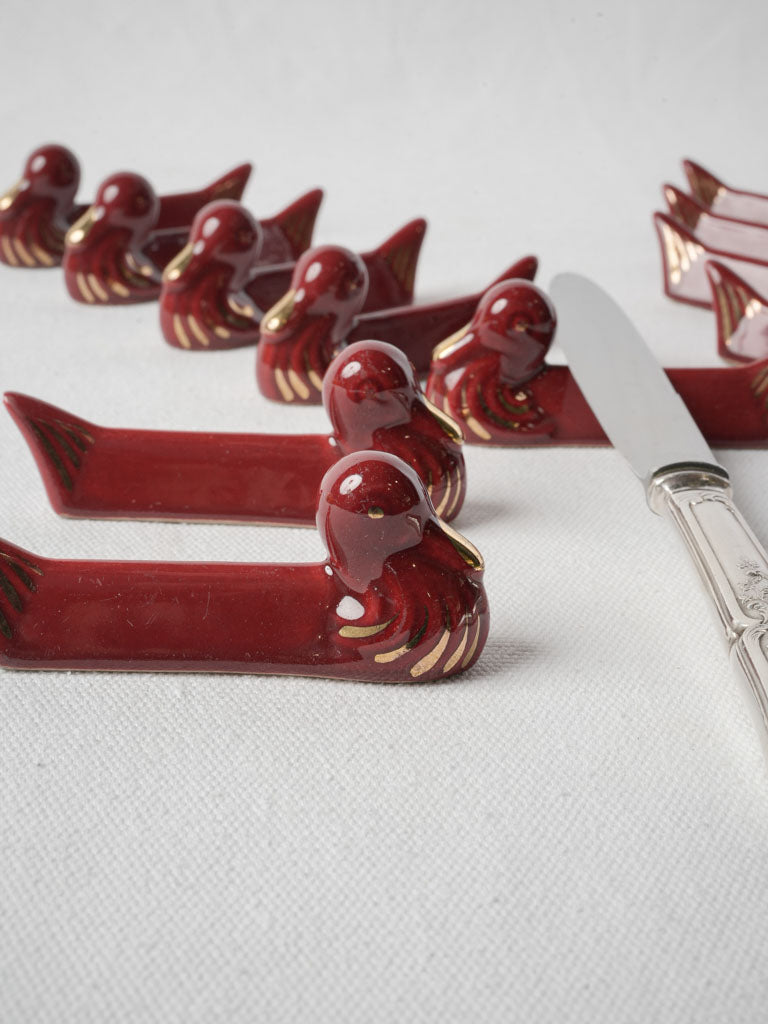 Vibrant Vallauris pottery knife holders