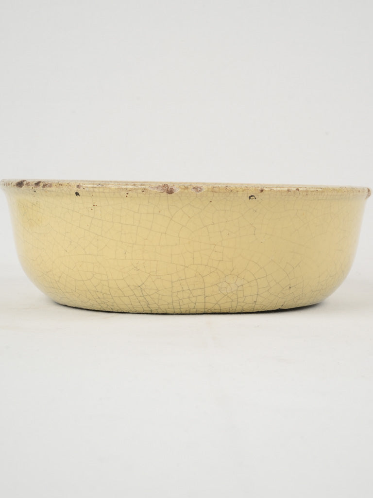 Antique earthenware French country warming bowl