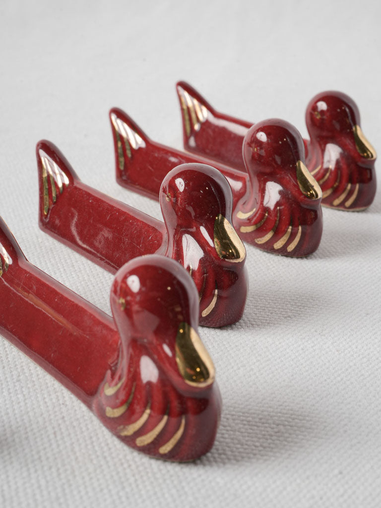 Artful vintage red duck tableware