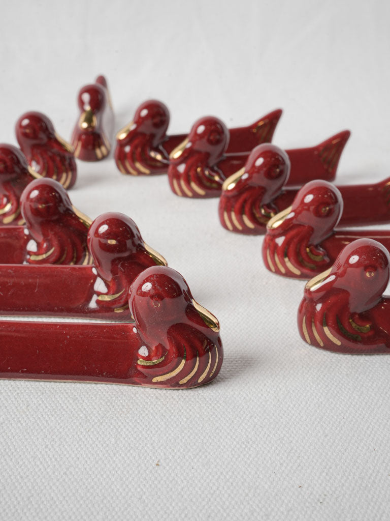 Elegant gold-detailed duck-shaped pieces