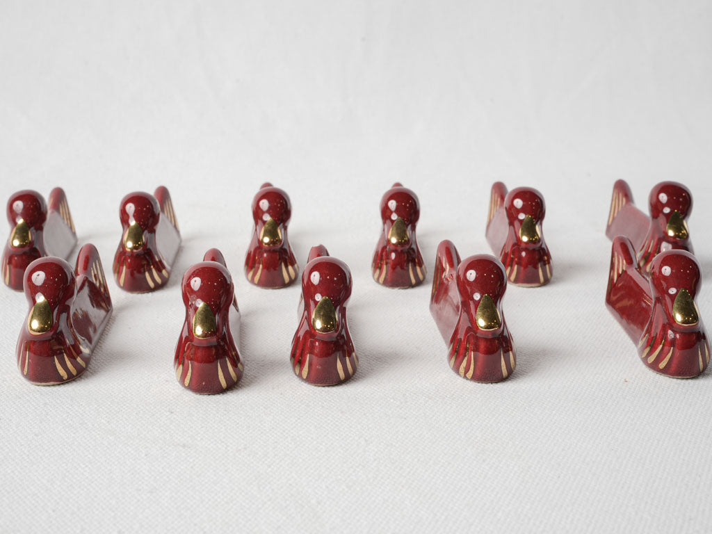 Retro Vallauris red-glazed utensils rests