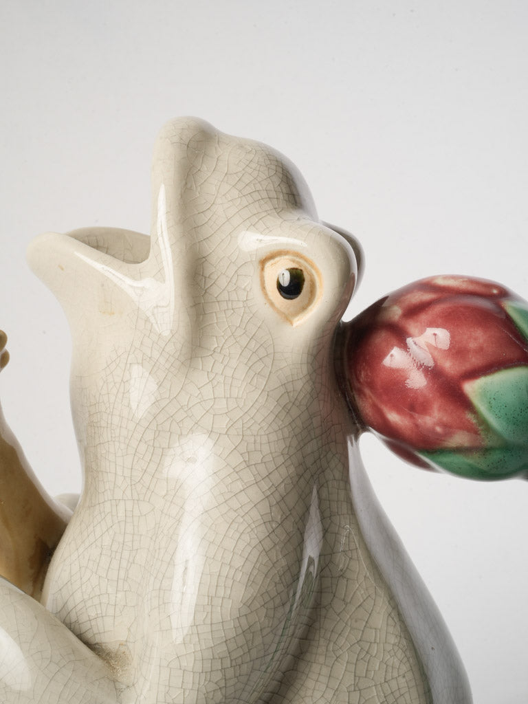 Whimsical Jug - Frog Serenading w/ Guitar c. 1950 - 13½"