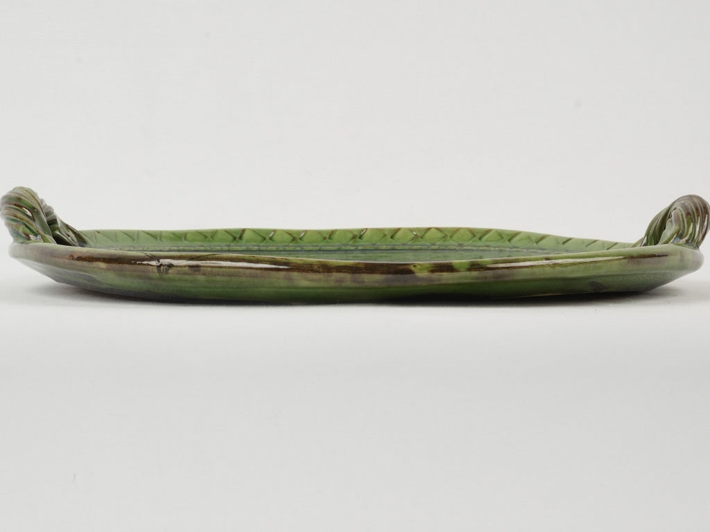 Handmade glazed round ceramic tray