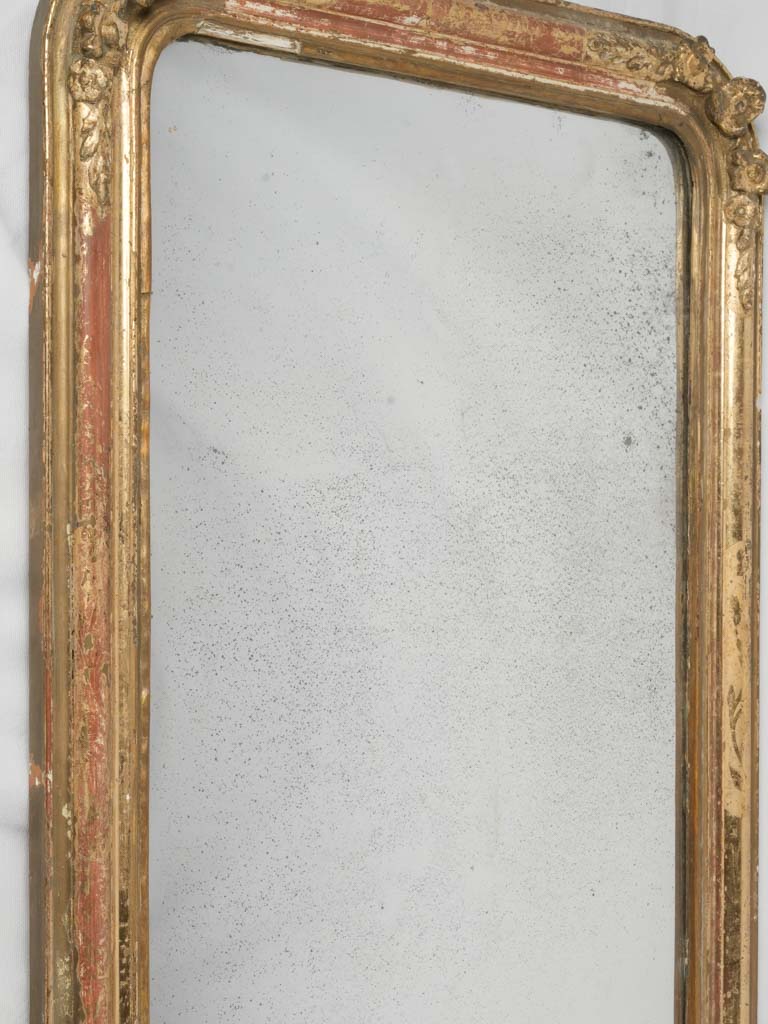 Gilded vintage French rose mirror