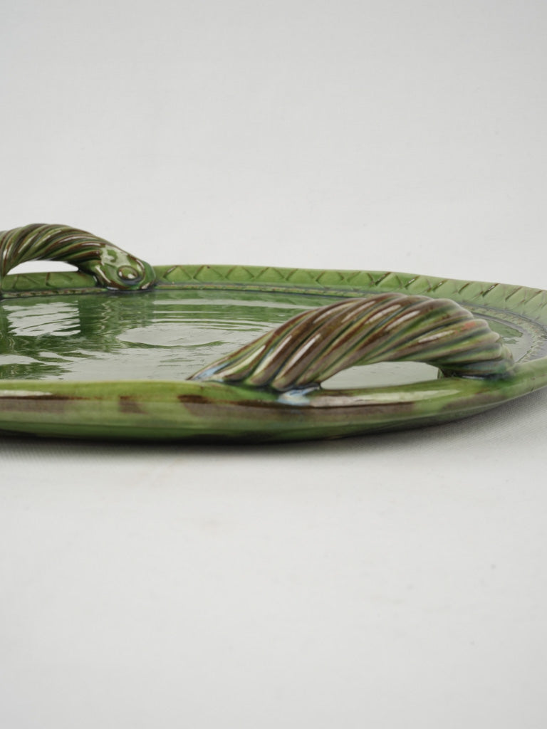 Provencal-style green stoneware platter