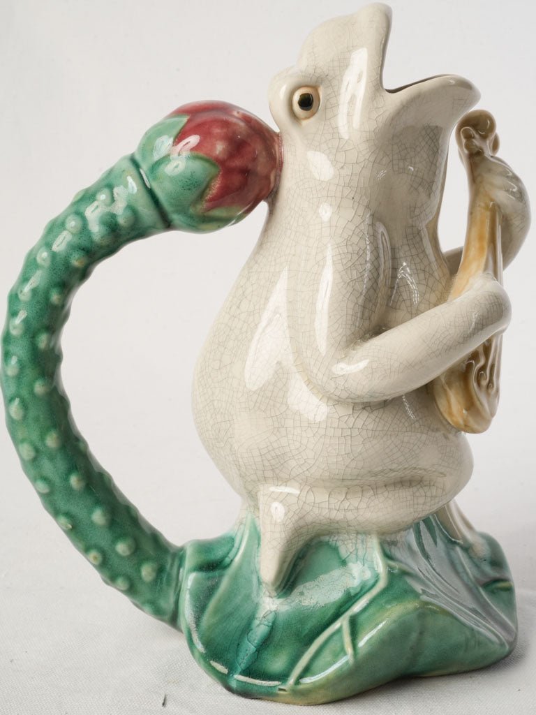 Whimsical Jug - Frog Serenading w/ Guitar c. 1950 - 13½"