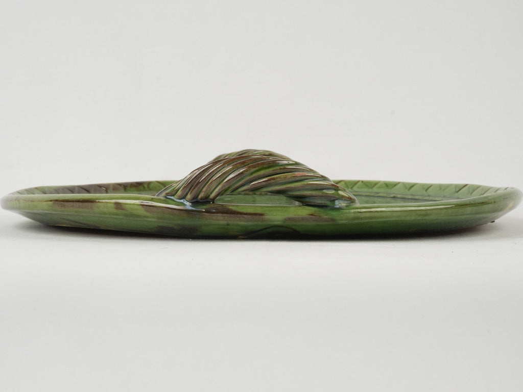 Vintage green stoneware serving platter